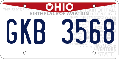 OH license plate GKB3568