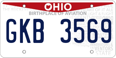 OH license plate GKB3569