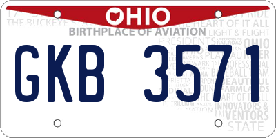 OH license plate GKB3571