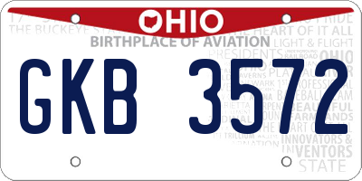 OH license plate GKB3572