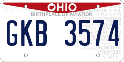 OH license plate GKB3574