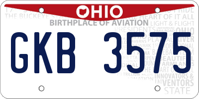 OH license plate GKB3575