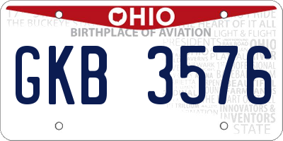 OH license plate GKB3576