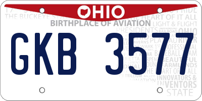 OH license plate GKB3577