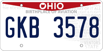 OH license plate GKB3578