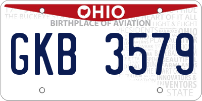 OH license plate GKB3579