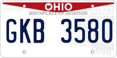 OH license plate GKB3580
