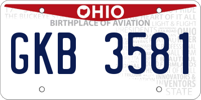 OH license plate GKB3581