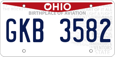 OH license plate GKB3582