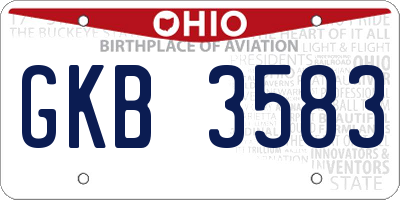 OH license plate GKB3583
