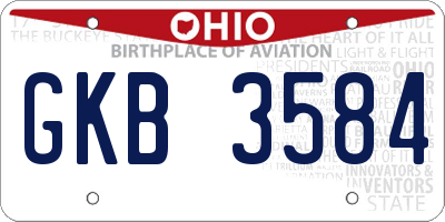 OH license plate GKB3584