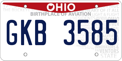 OH license plate GKB3585