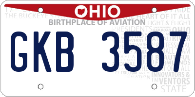 OH license plate GKB3587