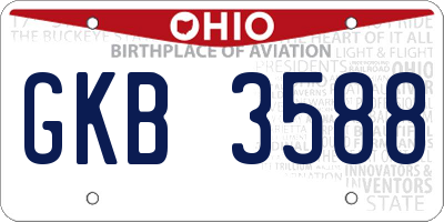 OH license plate GKB3588