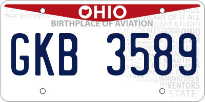 OH license plate GKB3589