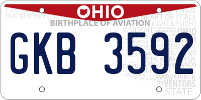 OH license plate GKB3592