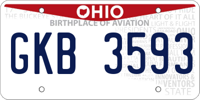 OH license plate GKB3593