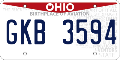 OH license plate GKB3594
