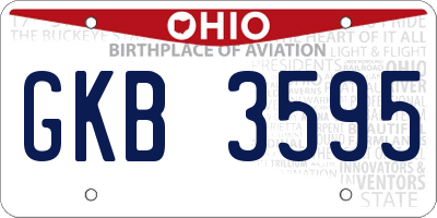 OH license plate GKB3595