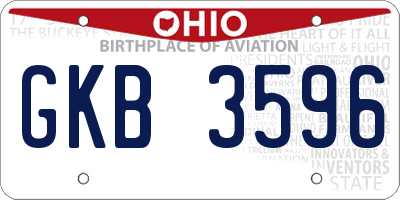 OH license plate GKB3596