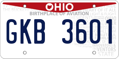OH license plate GKB3601