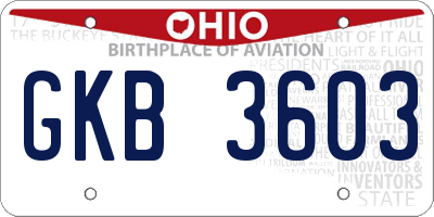 OH license plate GKB3603