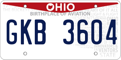 OH license plate GKB3604