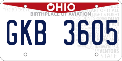 OH license plate GKB3605