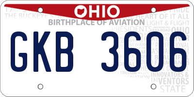 OH license plate GKB3606
