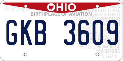 OH license plate GKB3609