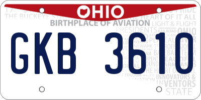 OH license plate GKB3610
