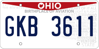 OH license plate GKB3611