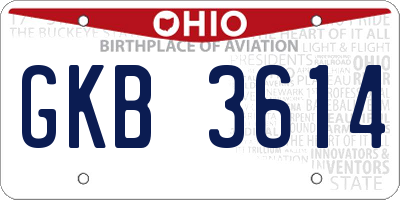 OH license plate GKB3614