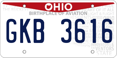 OH license plate GKB3616