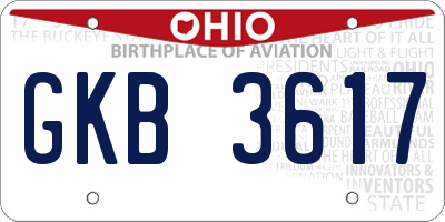OH license plate GKB3617