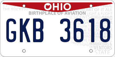 OH license plate GKB3618