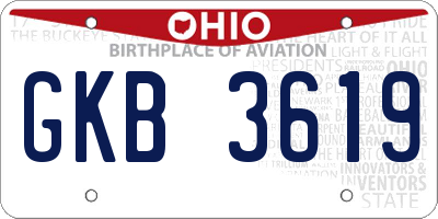 OH license plate GKB3619