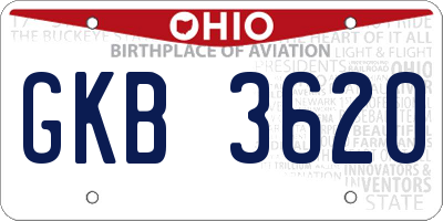 OH license plate GKB3620