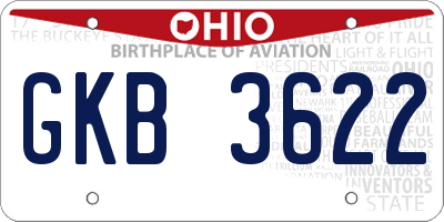 OH license plate GKB3622
