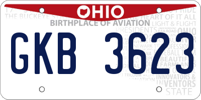 OH license plate GKB3623