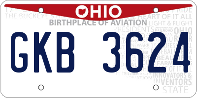 OH license plate GKB3624