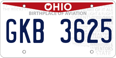 OH license plate GKB3625