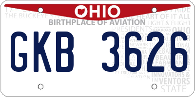 OH license plate GKB3626