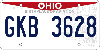 OH license plate GKB3628