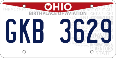 OH license plate GKB3629