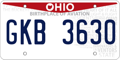 OH license plate GKB3630