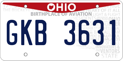 OH license plate GKB3631