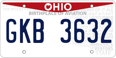 OH license plate GKB3632