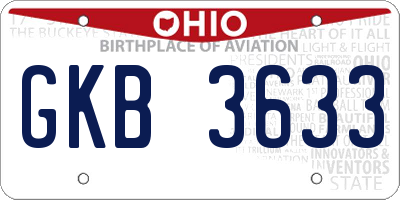 OH license plate GKB3633