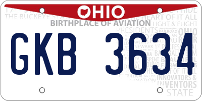 OH license plate GKB3634